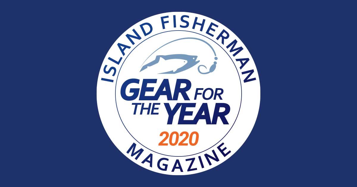 Logo of Island Fisherman Magazine featuring the text 'Gear for the Year 2020' with a fish and fishing hook illustration.