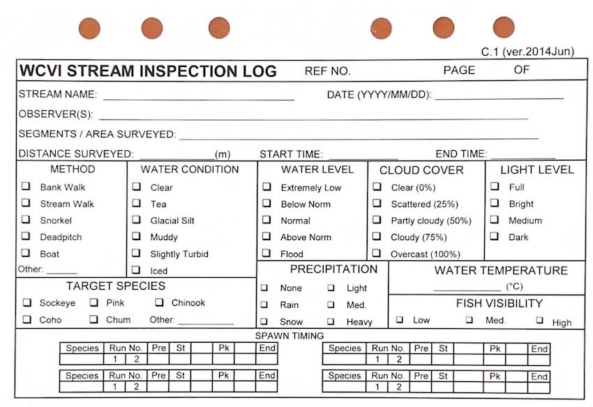 WCVI STREAM INSPECTION LOG