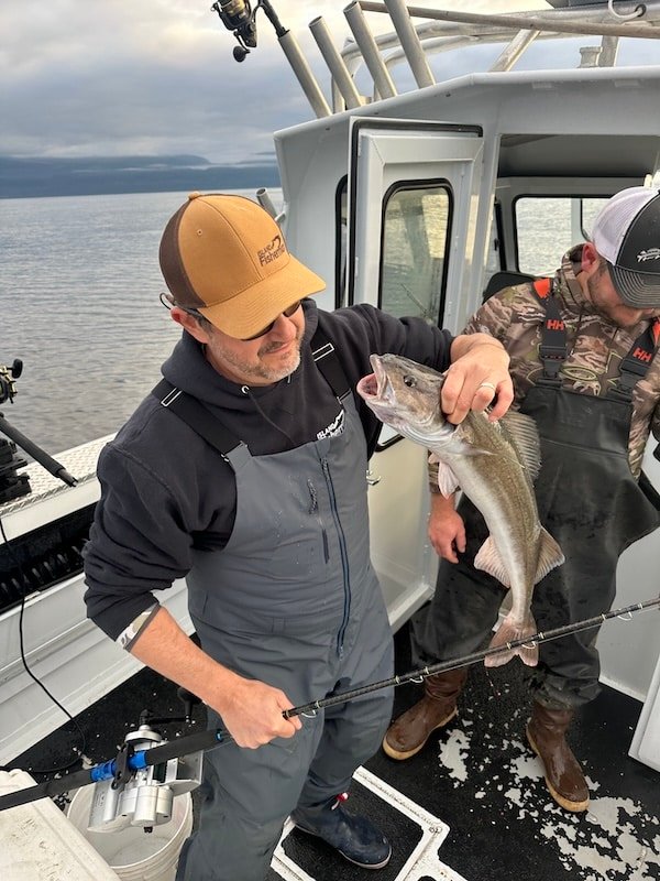 shows a closeup of a sablefish caught on a PENN Fathom