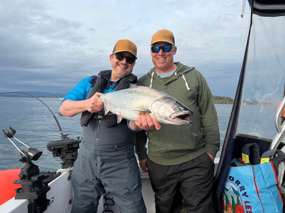 Joel Unickow with Dave Yakimovich at the Victoria waterfront winter Chinook